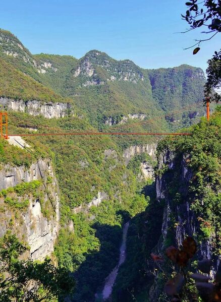 File:Jiuluzhai FootbridgeCanyonDrop.jpg